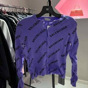 Balenciaga Purple Logo Cardigan